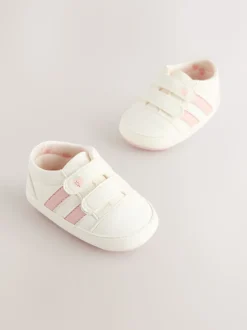White/Pink Touch Fasten Baby Trainers (0-24mths)