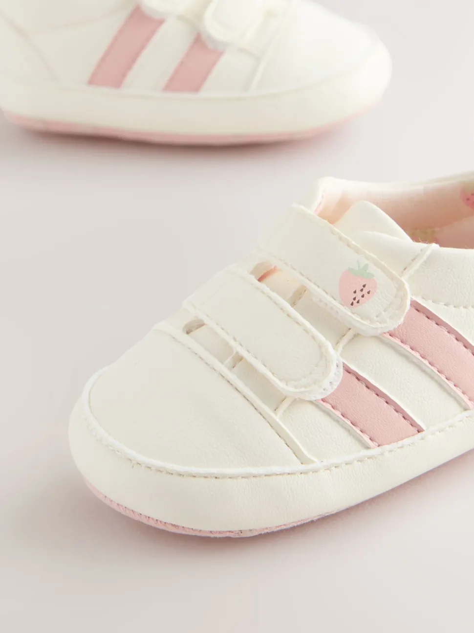 White/Pink Touch Fasten Baby Trainers (0-24mths)