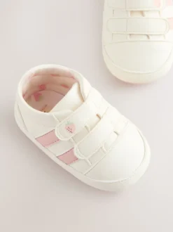 White/Pink Touch Fasten Baby Trainers (0-24mths)