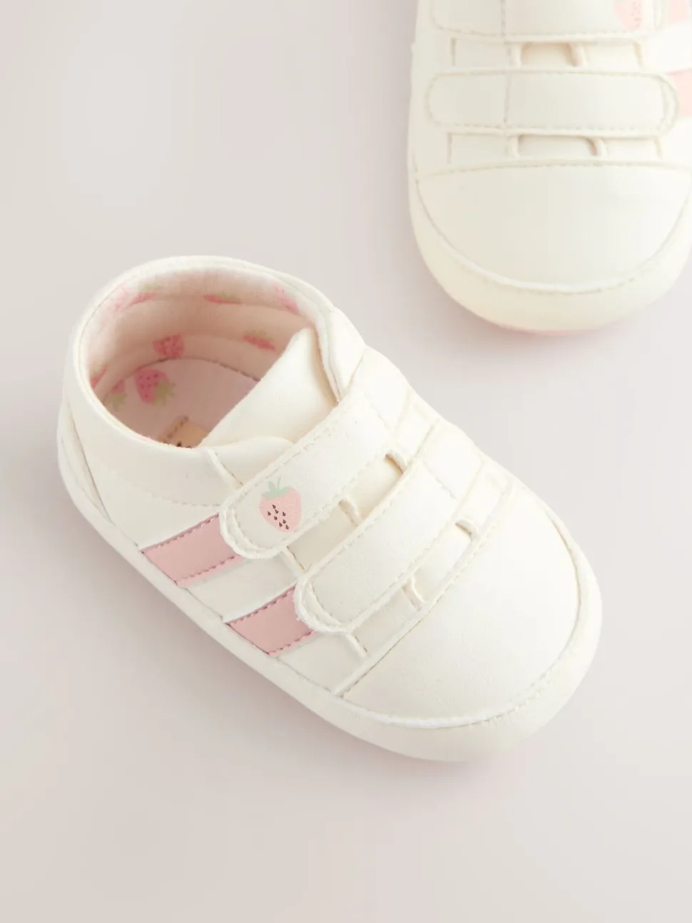 White/Pink Touch Fasten Baby Trainers (0-24mths)