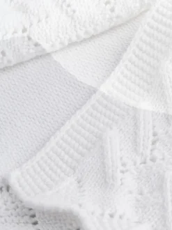 White Pointelle Knitted Baby Cardigan (0mths-2yrs)