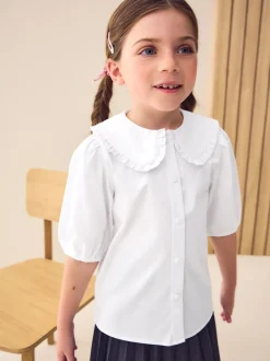 White Premium Cotton Rich Frill Collar School Blouse (3-14yrs)