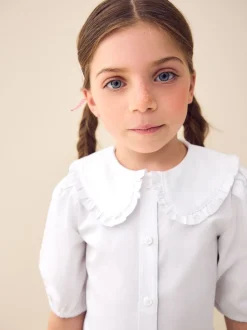 White Premium Cotton Rich Frill Collar School Blouse (3-14yrs)