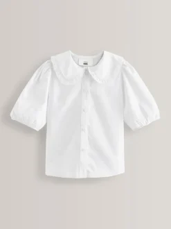 White Premium Cotton Rich Frill Collar School Blouse (3-14yrs)