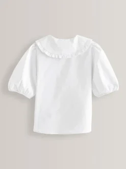 White Premium Cotton Rich Frill Collar School Blouse (3-14yrs)