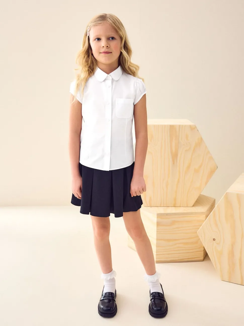 White Puff Sleeve School Blouse (3-16yrs)