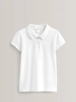 White Regular Fit 5 Pack 100% Cotton Short Sleeve Polo Shirts (3-16yrs)
