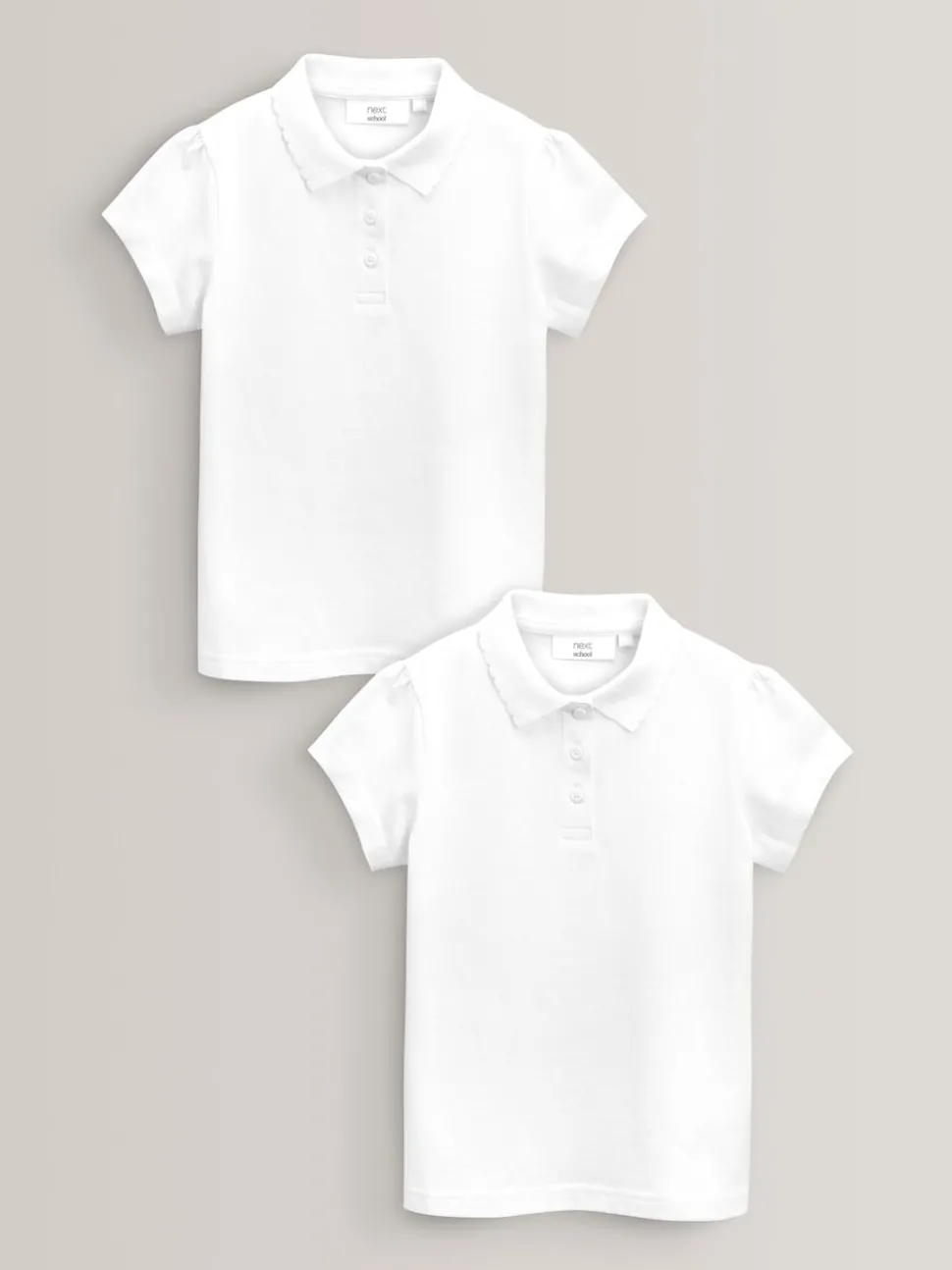 White Regular Fit 2 Pack 100% Cotton Short Sleeve Polo Shirts (3-16yrs)