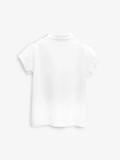 White Regular Fit 2 Pack 100% Cotton Short Sleeve Polo Shirts (3-16yrs)