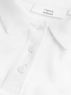 White Regular Fit 2 Pack 100% Cotton Short Sleeve Polo Shirts (3-16yrs)