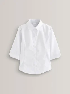 White Regular Fit 2 Pack Three Quarter Sleeve School Blouses (3-17yrs)