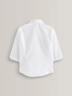 White Regular Fit 2 Pack Three Quarter Sleeve School Blouses (3-17yrs)