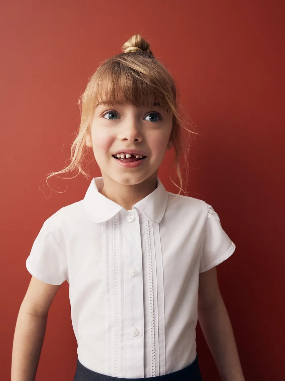 White Regular Fit Puff Sleeve Lace Trim School Blouse (3-14yrs)