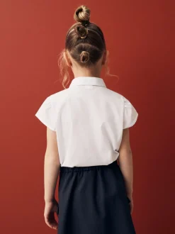 White Regular Fit Puff Sleeve Lace Trim School Blouse (3-14yrs)