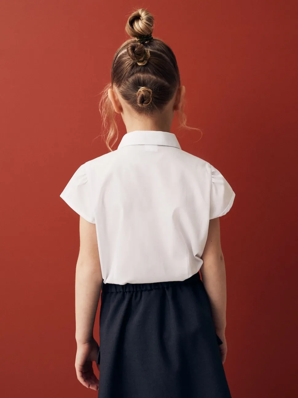 White Regular Fit Puff Sleeve Lace Trim School Blouse (3-14yrs)