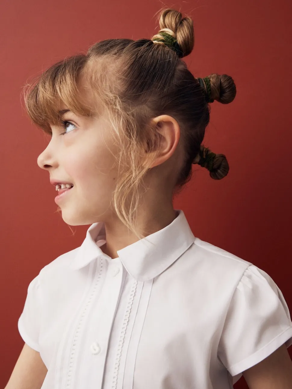 White Regular Fit Puff Sleeve Lace Trim School Blouse (3-14yrs)