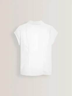 White Regular Fit Puff Sleeve Lace Trim School Blouse (3-14yrs)