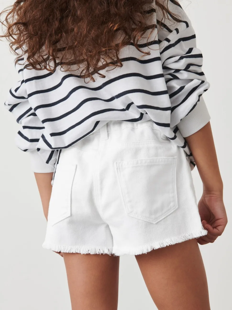 White Regular Length Frayed Edge Denim Shorts (3-16yrs)
