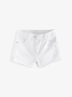 White Regular Length Frayed Edge Denim Shorts (3-16yrs)