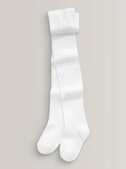 White Regular Length 3 Pack Cotton Rich School Tights