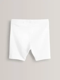 White Regular Length 5 Pack Cotton Rich Stretch Cycle Shorts (3-16yrs)