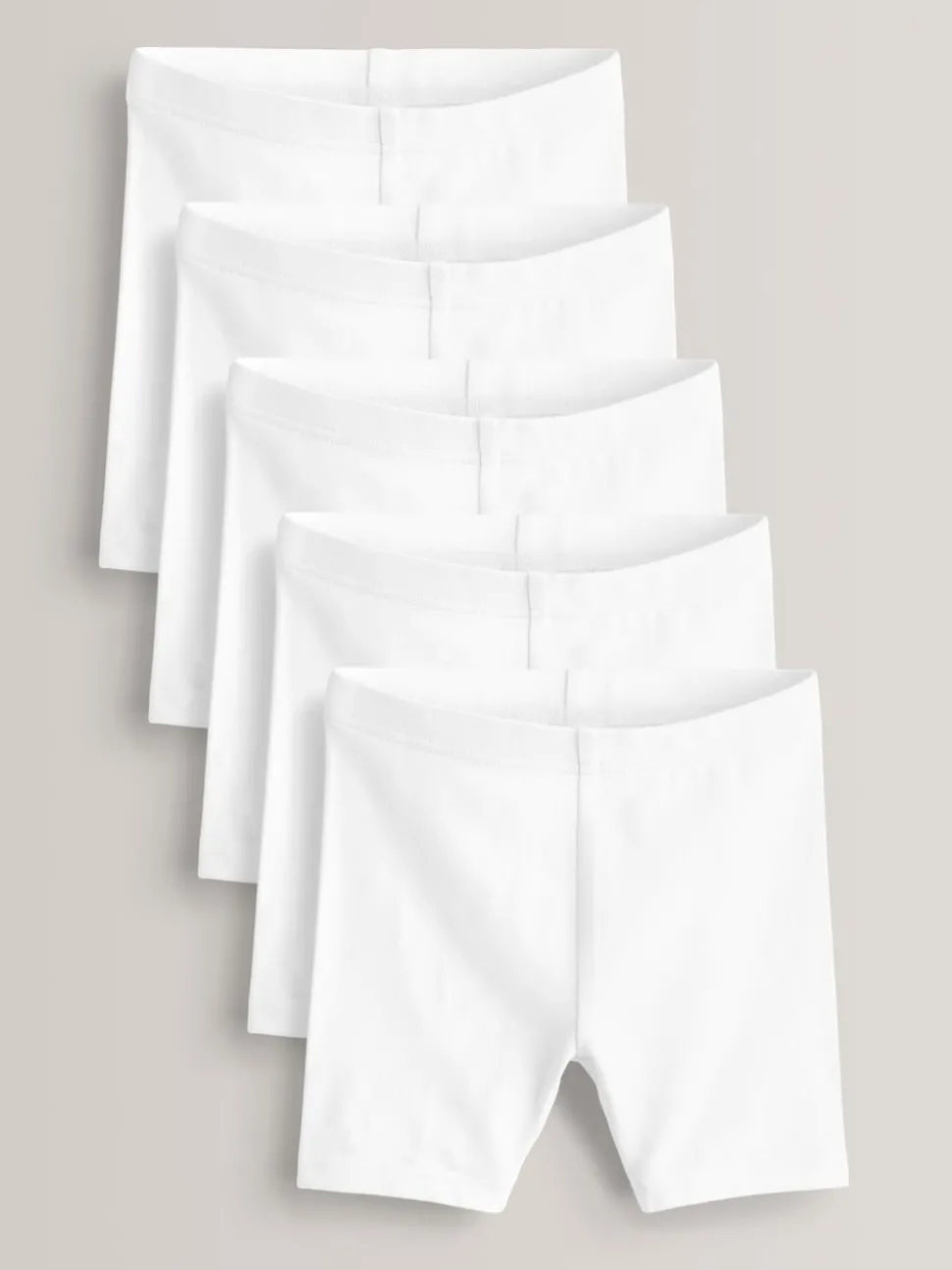 White Regular Length 5 Pack Cotton Rich Stretch Cycle Shorts (3-16yrs)