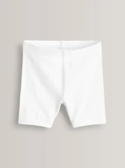 White Regular Length 5 Pack Cotton Rich Stretch Cycle Shorts (3-16yrs)