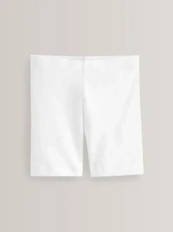 White Regular Length 2 Pack Cotton Rich Stretch Cycle Shorts (3-16yrs)