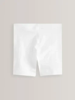 White Regular Length 2 Pack Cotton Rich Stretch Cycle Shorts (3-16yrs)