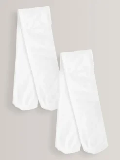 White Regular Length 2 Pack 80 Denier School Tights