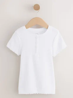 White Ribbed Placket T-Shirt (3-16yrs)