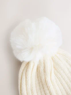 White Rib Pom Beanie (3mths-16yrs)