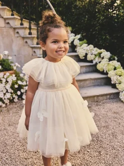 White Ruffle Collar Mesh Dress (3mths-7yrs)