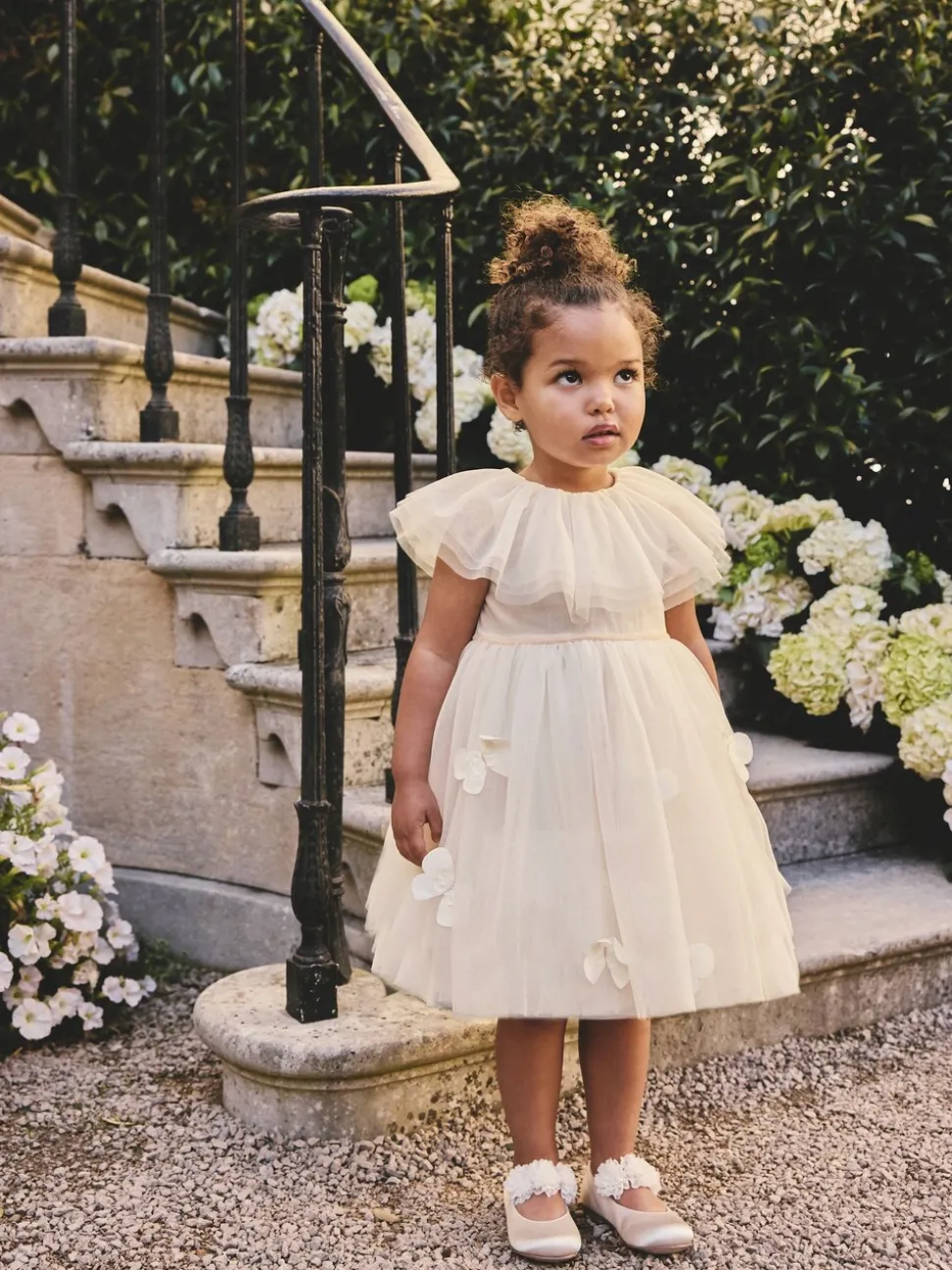 White Ruffle Collar Mesh Dress (3mths-7yrs)