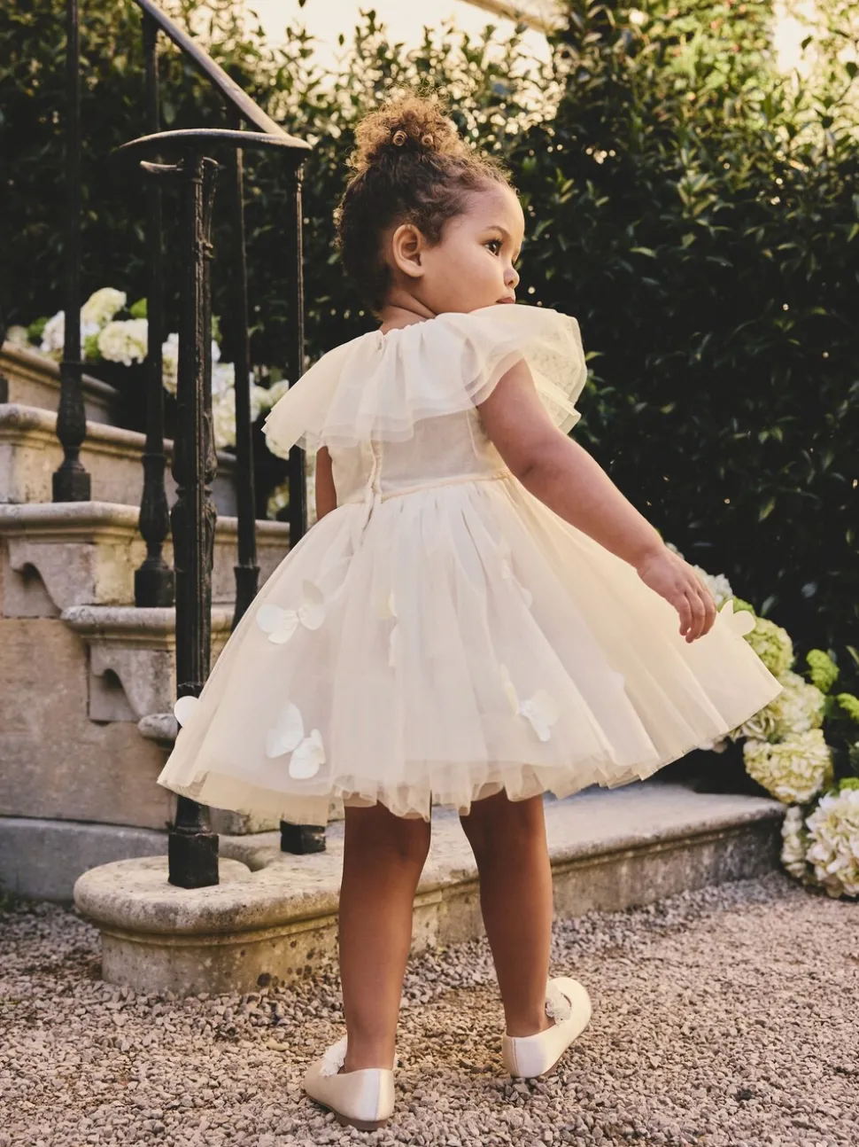 White Ruffle Collar Mesh Dress (3mths-7yrs)