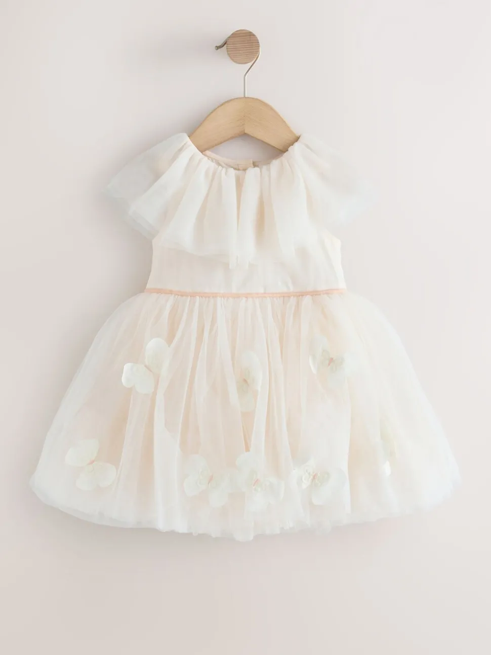 White Ruffle Collar Mesh Dress (3mths-7yrs)