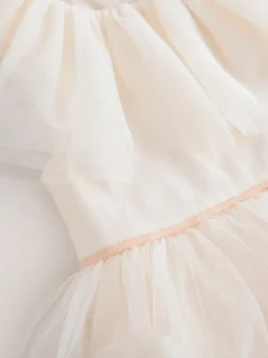 White Ruffle Collar Mesh Dress (3mths-7yrs)