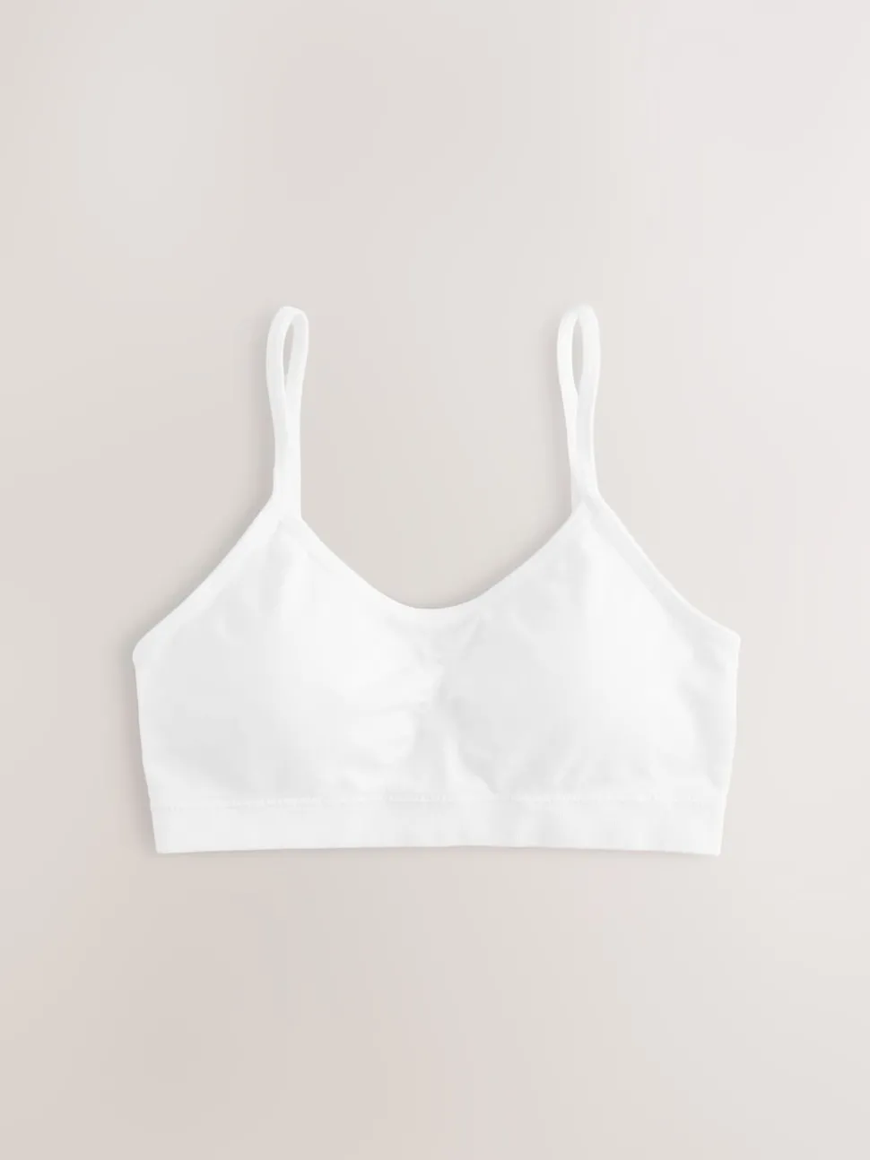 White Seamfree Strappy Crop Tops with Removable Lightly Padded Cups 3 Pack (7-16yrs)