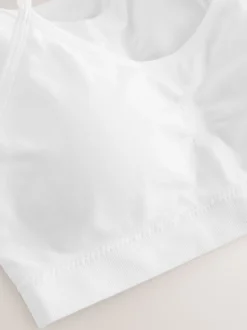 White Seamfree Strappy Crop Tops with Removable Lightly Padded Cups 3 Pack (7-16yrs)