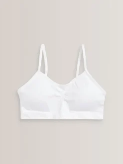 White Seam Free Strappy Crop Tops 2 Pack with Removable Lightly Padded Cups (7-16yrs)