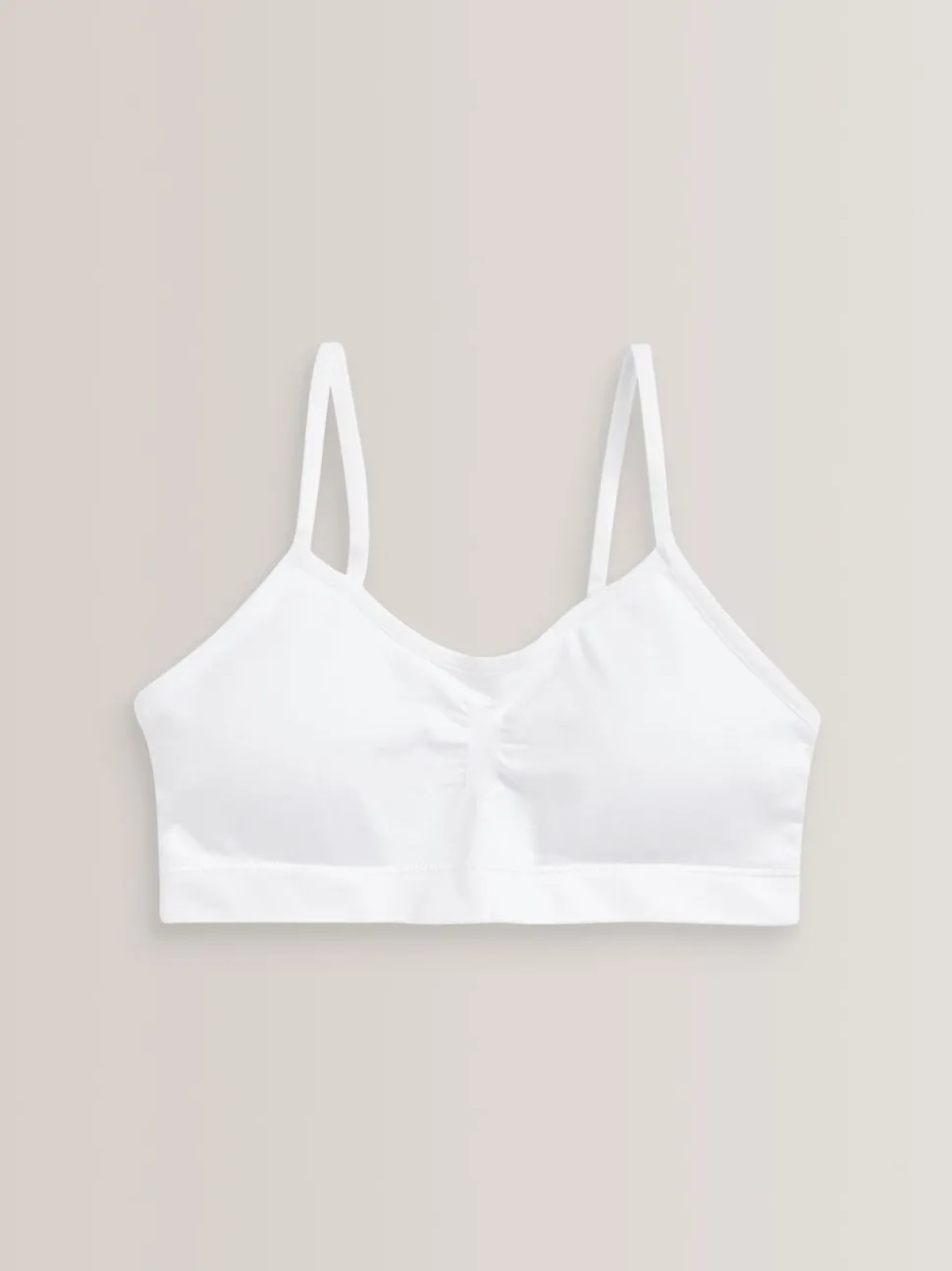 White Seam Free Strappy Crop Tops 2 Pack with Removable Lightly Padded Cups (7-16yrs)