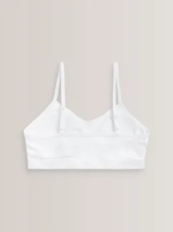 White Seam Free Strappy Crop Tops 2 Pack with Removable Lightly Padded Cups (7-16yrs)