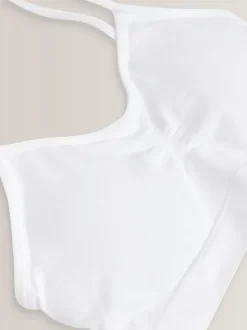 White Seam Free Strappy Crop Tops 2 Pack with Removable Lightly Padded Cups (7-16yrs)