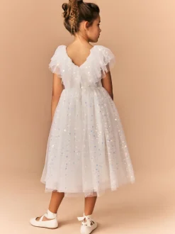 White Sequin Occasion Dress (3-16yrs)