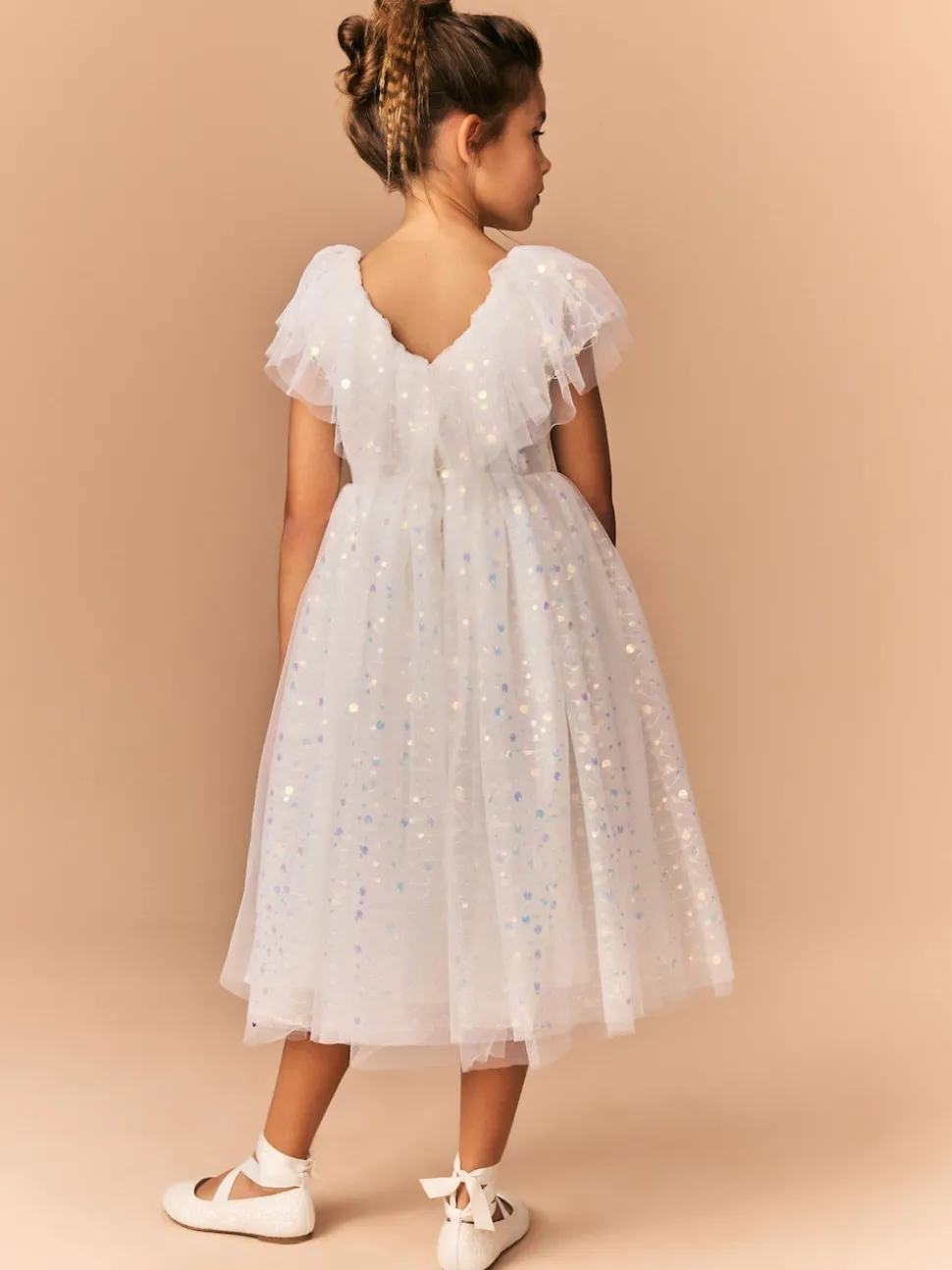 White Sequin Occasion Dress (3-16yrs)