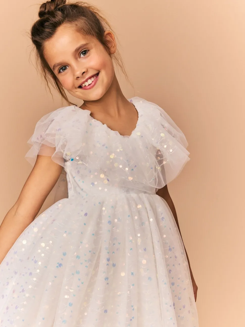 White Sequin Occasion Dress (3-16yrs)