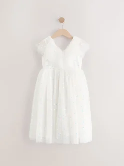 White Sequin Occasion Dress (3-16yrs)