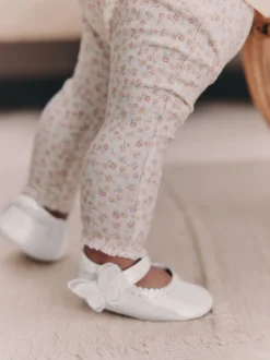 White Shimmer Butterfly Mary Jane Baby Shoes (0-18mths)
