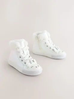 White Shimmer Unicorn Standard Fit (F) Character High Top Trainers