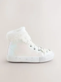 White Shimmer Unicorn Standard Fit (F) Character High Top Trainers